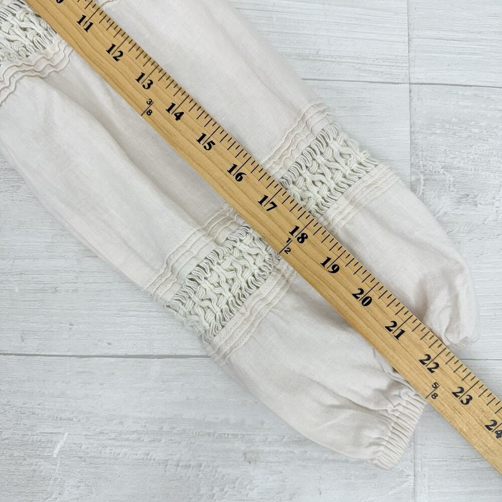 Madewell Peasant Top XS Ivory Linen-Blend Pintuck Boho Bubble Sleeves Babydoll - Picture 13 of 15